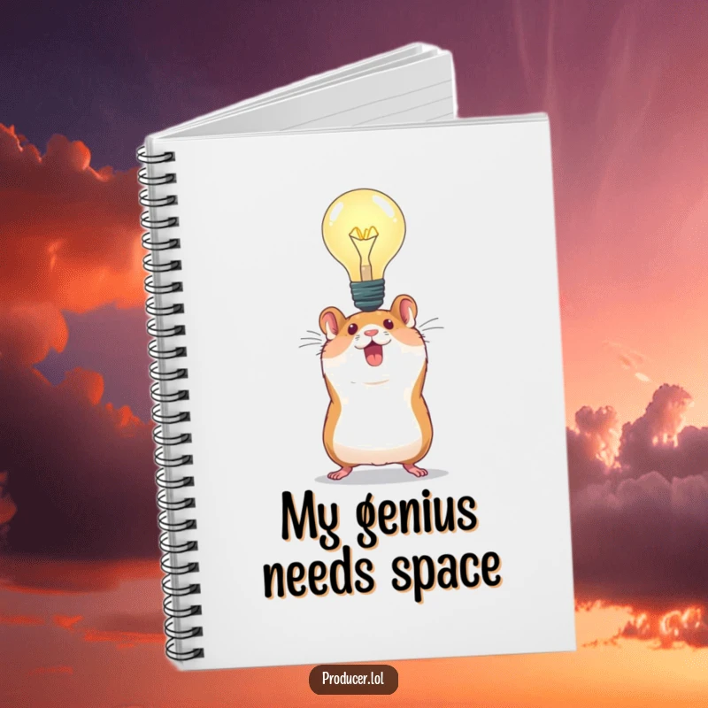 Funny Hamster Idea Notebook: An energetic hamster holds a large light bulb above its head, perfect for recording brilliant ideas and notes.