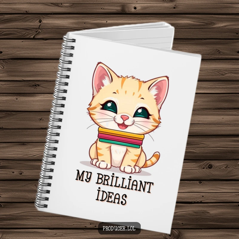 Funny Kitten Notebook: A giggling kitten balancing cue cards on its nose, ready to jot down brilliant ideas.