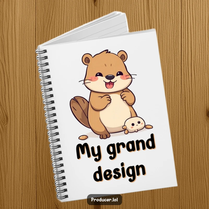 Funny Beaver Notebook: A happy beaver is shown joyfully assembling a complex structure, perfect for jotting down building plans.
