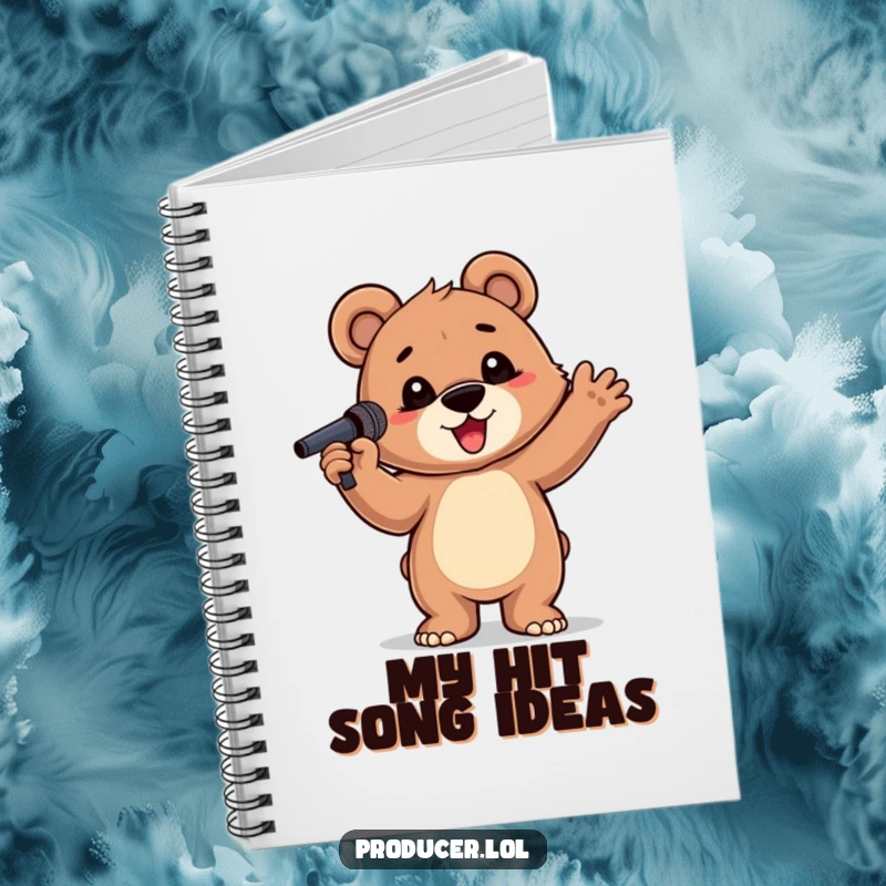 Funny Bear Cub Notebook: A proud bear cub with a microphone, ready to write hit songs, a humorous writing companion.