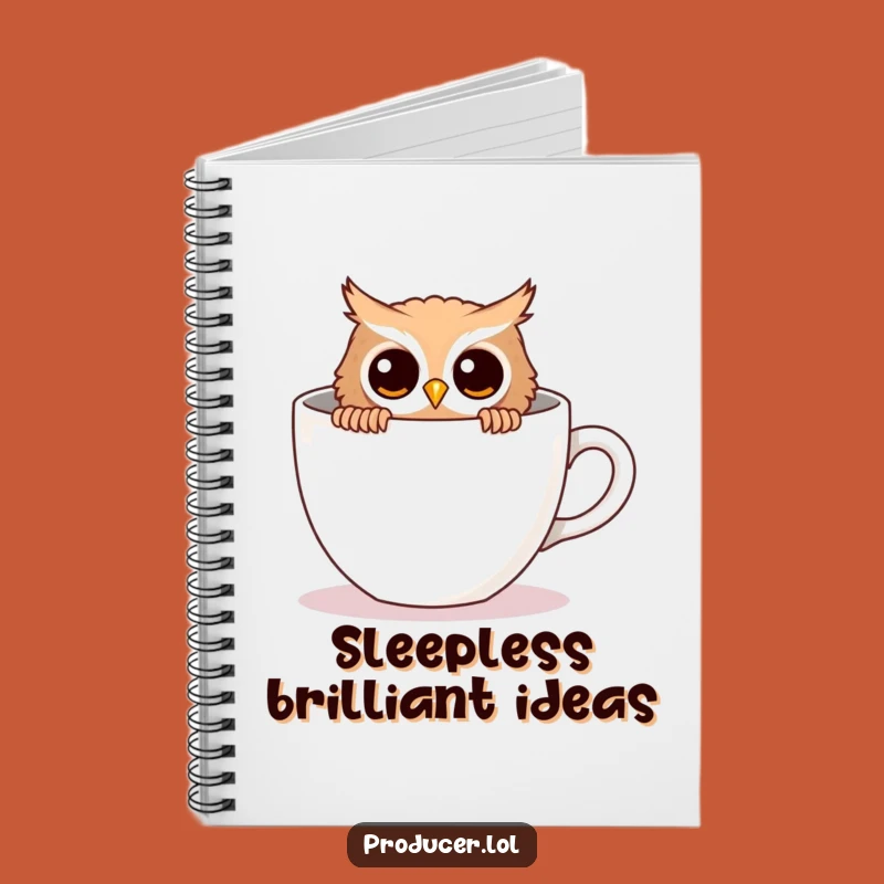 Funny Owl Notebook - Curious Coffee Cup Journal, Idea Keeper