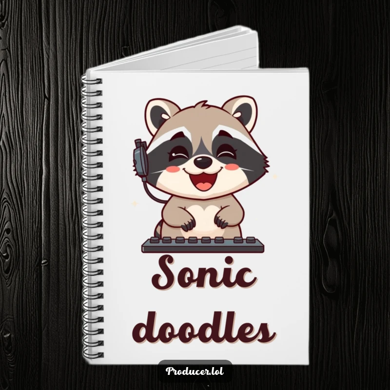 Funny Raccoon Notebook: A grinning raccoon happily adjusts sound levels, perfect for capturing audio notes and creative ideas.