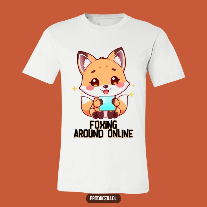 Funny Fox Gaming T-Shirt: Playful Fox with Glowing Screen - Hilarious Gamer Gift!