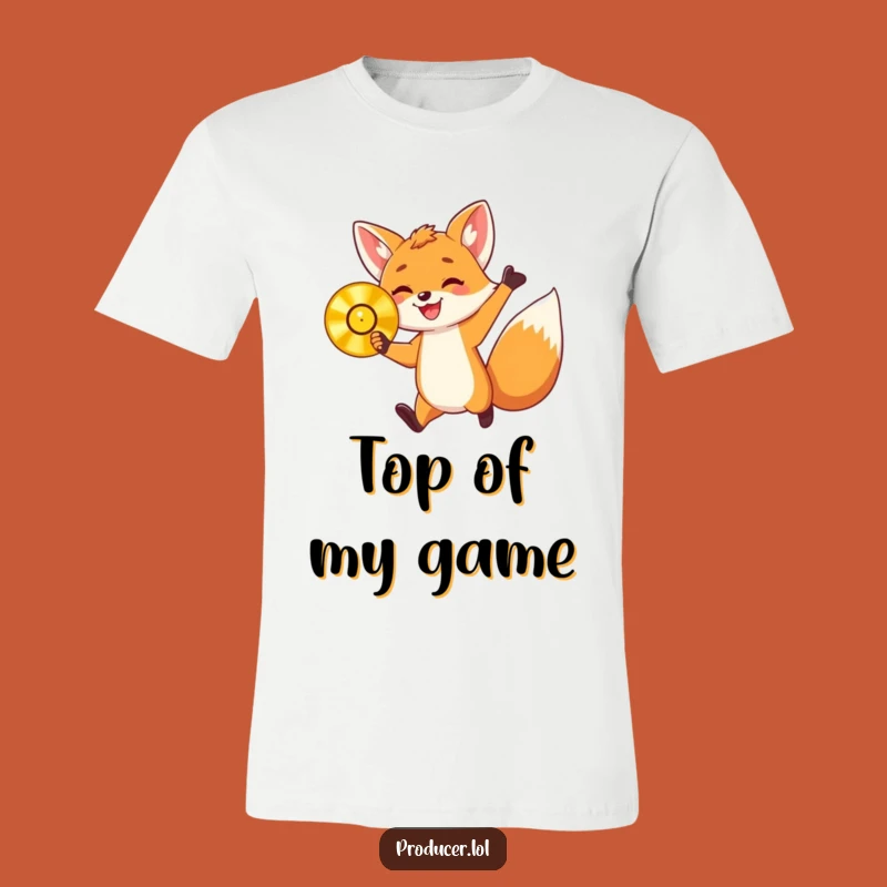 Funny T-Shirt: Energetic Fox Cub Golden Record - Jump for Joy