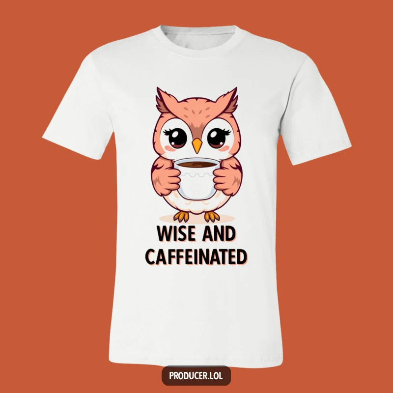 Funny Owl T-Shirt: Happy Smiling Owl with Coffee Shirt - Hilarious Cartoon Gift Idea!