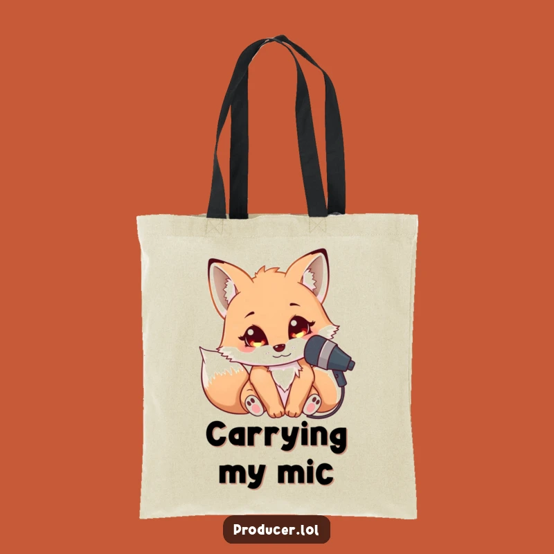 Funny Fox Singer Tote Bag: Stylish & Hilarious Microphone Accessory for Music Lovers