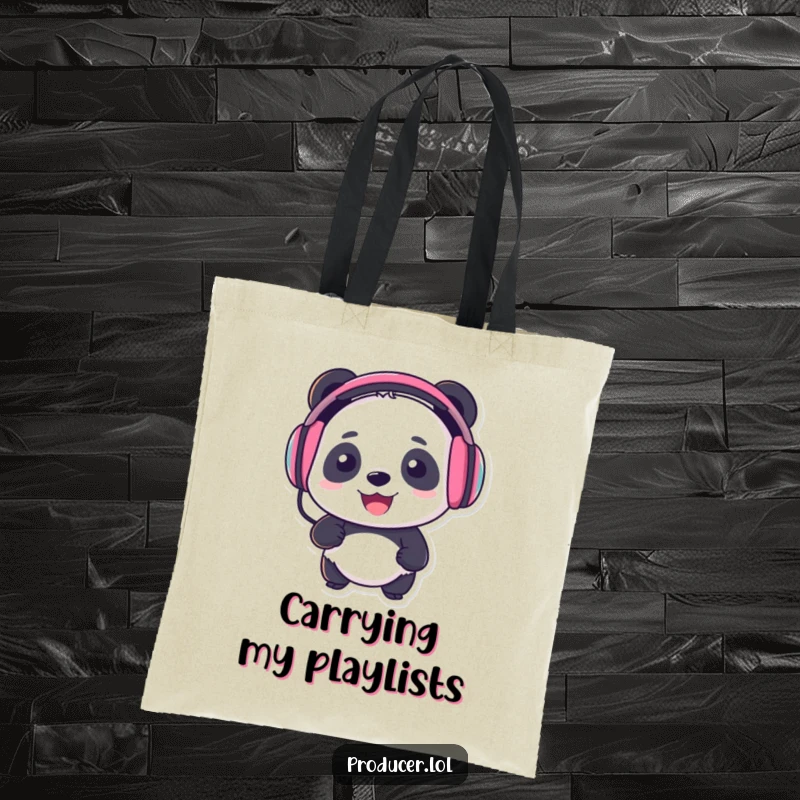 Funny Panda DJ Tote Bag: A panda DJ ready to party, perfect funny gift for on-the-go music lovers.