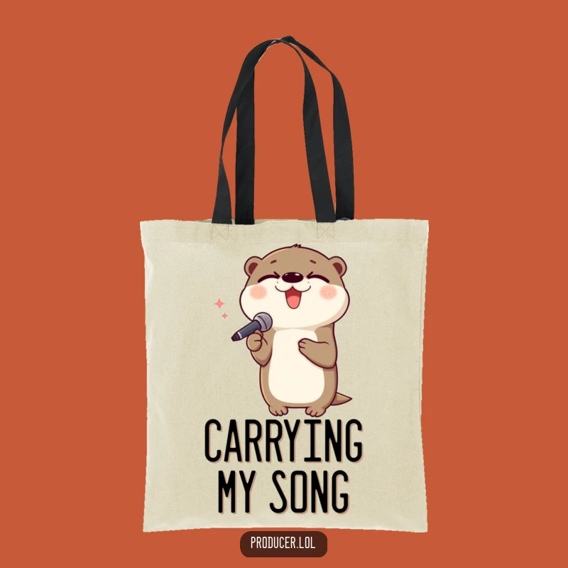 Funny Otter Tote Bag: Delighted Singer Accessory for Music Lovers