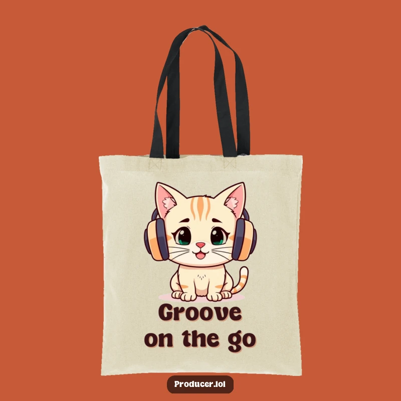Funny Cat Music Tote Bag, Carry Your Tunes in Style, Hilarious Gift Bag