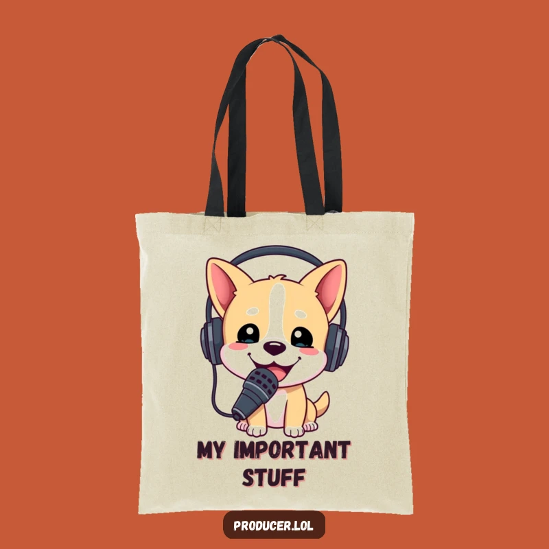 Funny Dog DJ Tote Bag: Headset Mic Style, Perfect Carryall Gift
