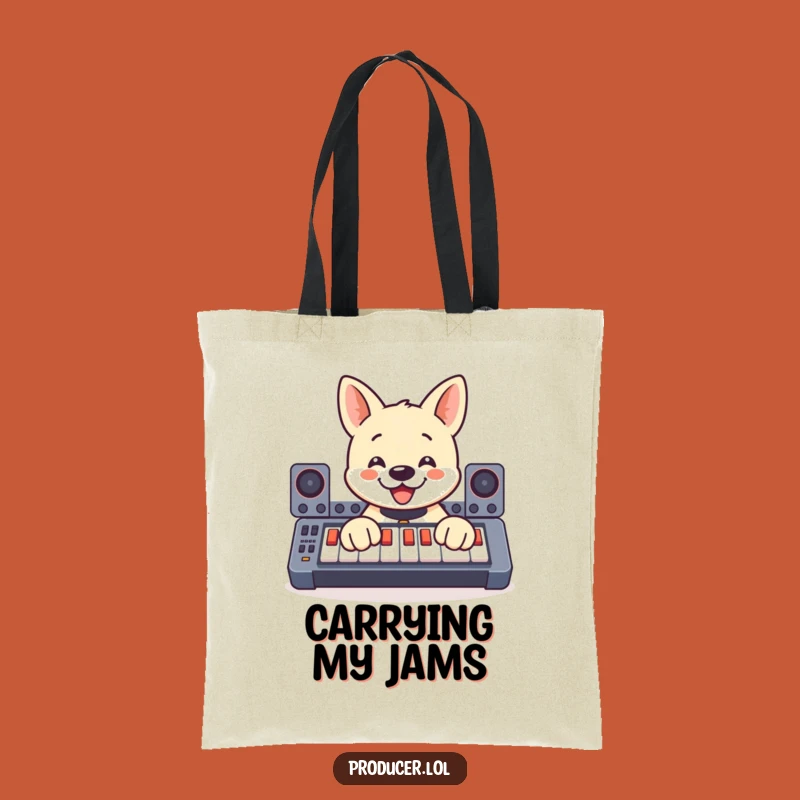 Funny Dog DJ Tote Bag: Soundboard Paws Character - Practical Funny Gift!