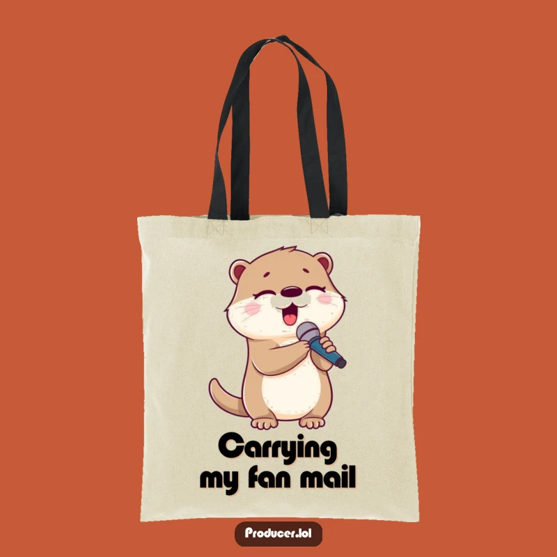 Funny Otter Singing Tote Bag - Cute Microphone Bag for Tunes