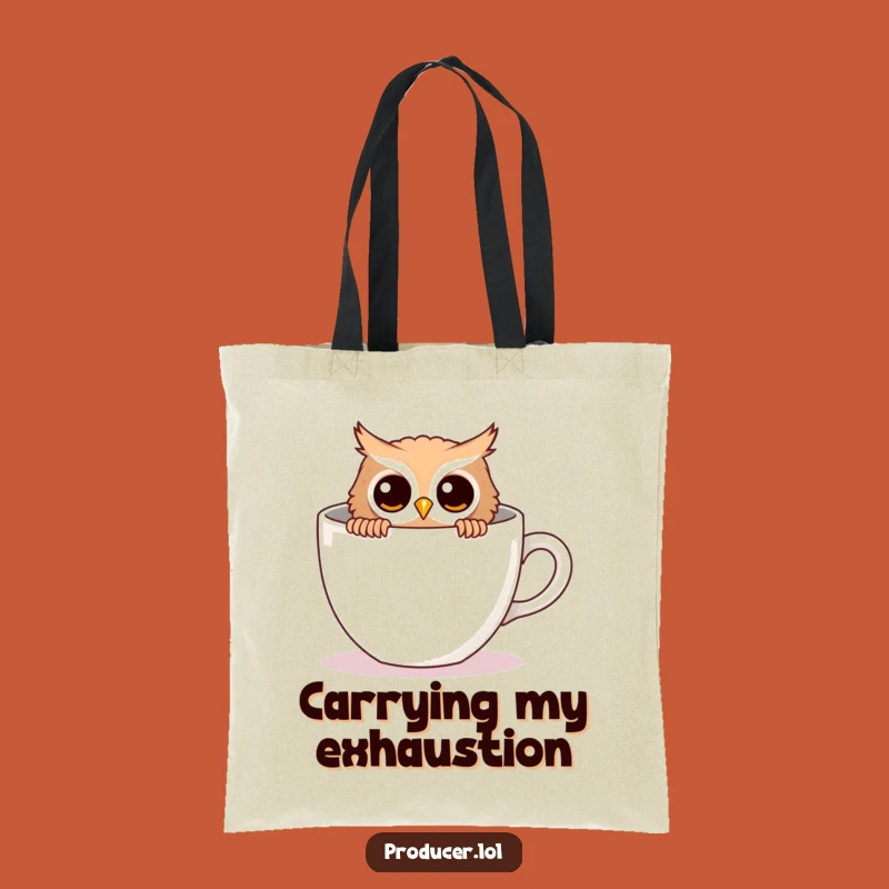Funny Owl Tote Bag - Coffee Cup Peek, Essential Carry-All