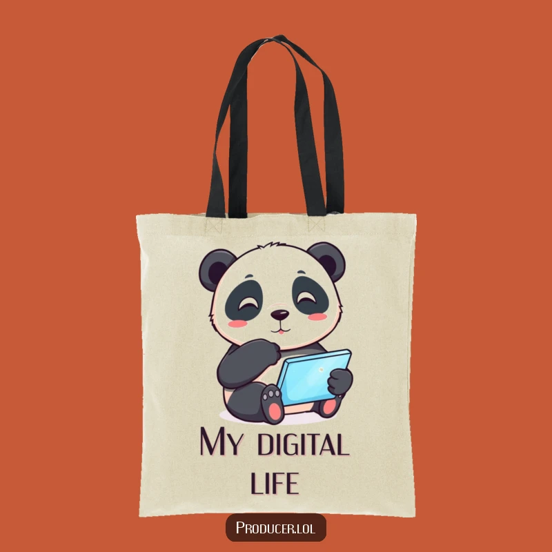 Funny Panda Tote Bag: Tech-Savvy Companion, a Hilarious Gift for Shoppers