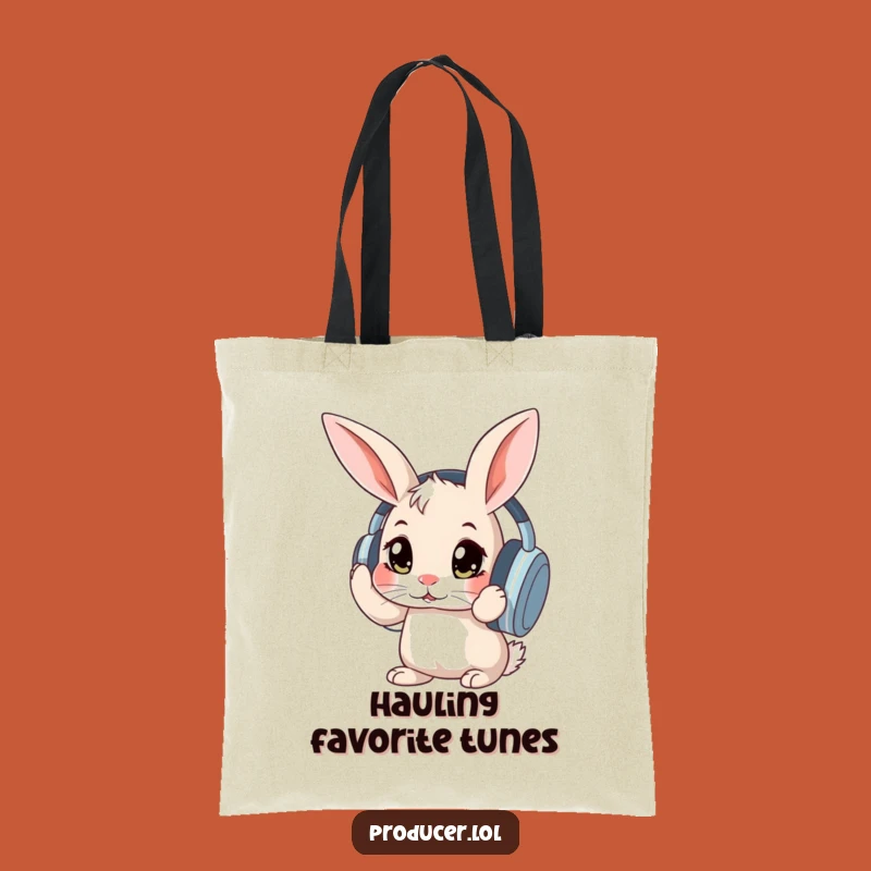 Funny Rabbit Headphones Tote Bag: Chic & Hilarious Music Accessory