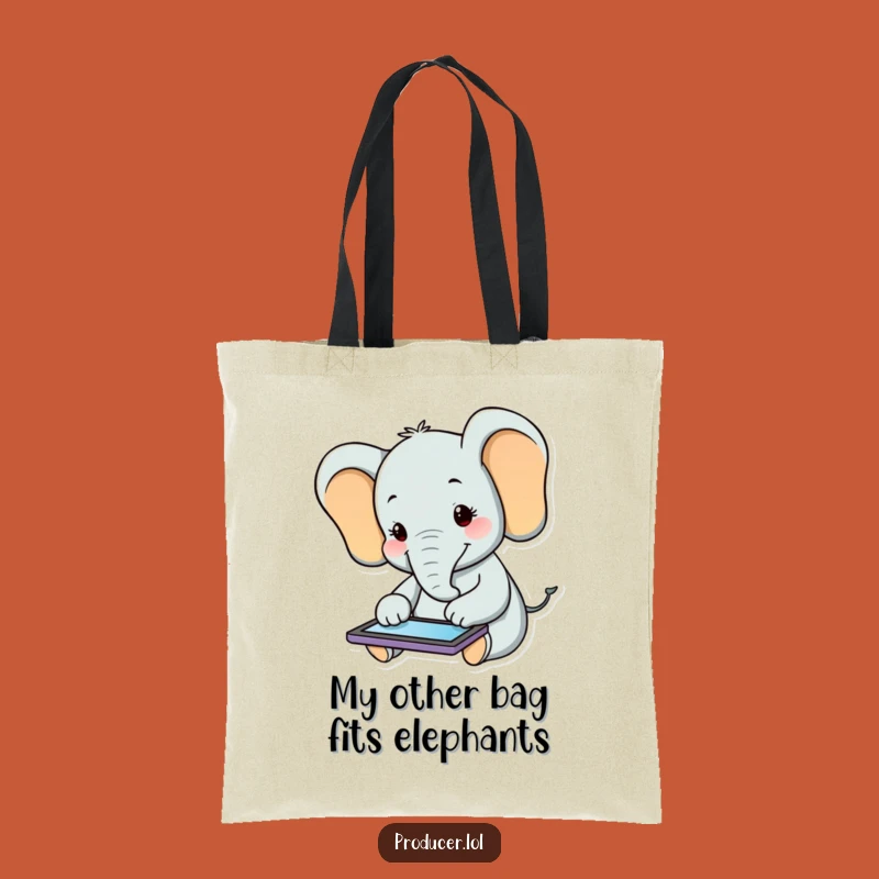 Funny Elephant Tablet Tote: Chic Happy Animal Carry-All Gift Bag